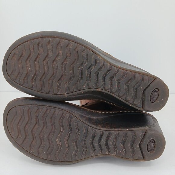 UGG Skylair Brown Leather Wedge Shearling Knit Tall Boots Size 9 Lace Up - Picture 11 of 14